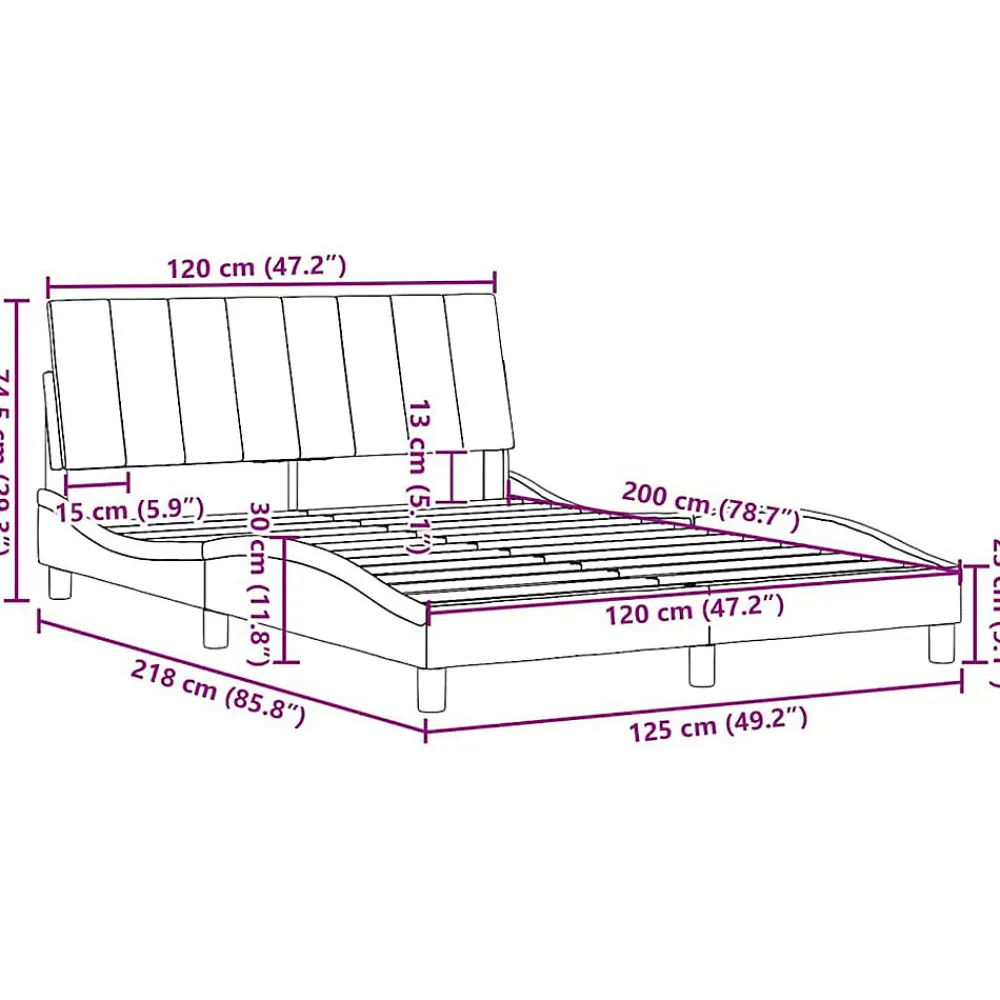 Cadre de lit sans matelas Hanko gris clair 120x200 cm tissu>Vidaxl Clearance