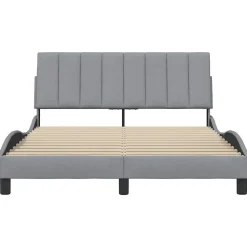 Cadre de lit sans matelas Hanko gris clair 120x200 cm tissu><noscript><img width=