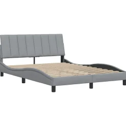 Cadre de lit sans matelas Hanko gris clair 120x200 cm tissu><noscript><img width=