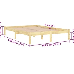 Cadre de lit sans matelas bois massif 140x190 cm><noscript><img width=