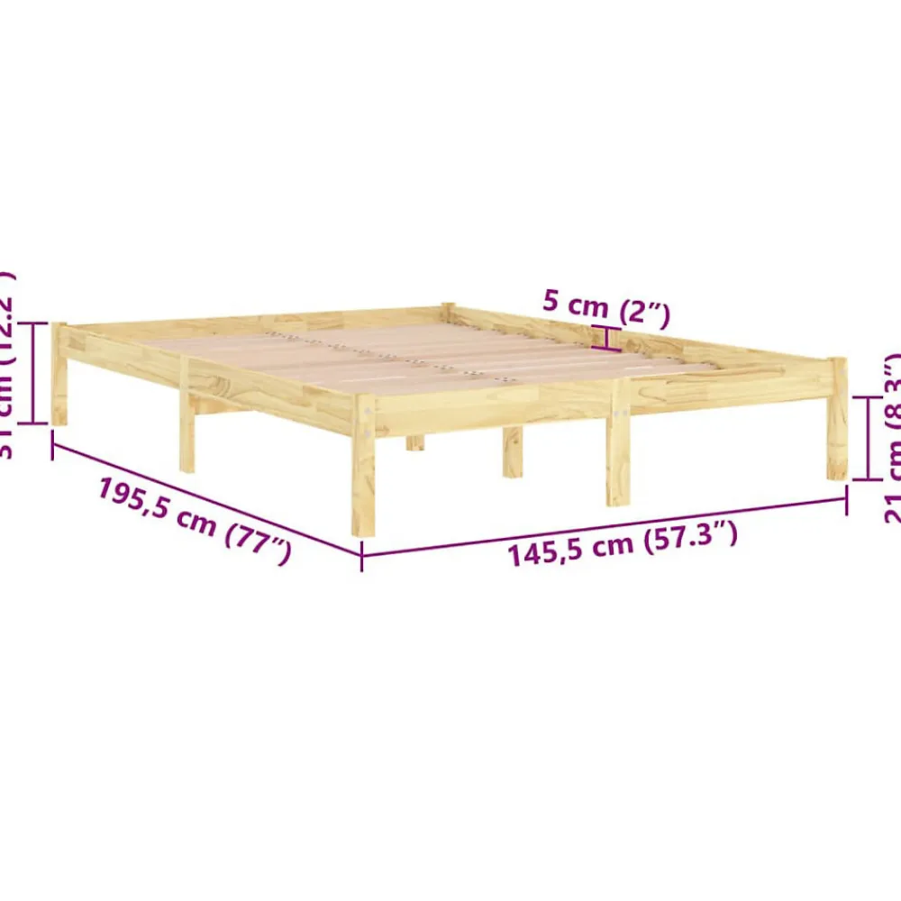 Cadre de lit sans matelas bois massif 140x190 cm>Vidaxl Online