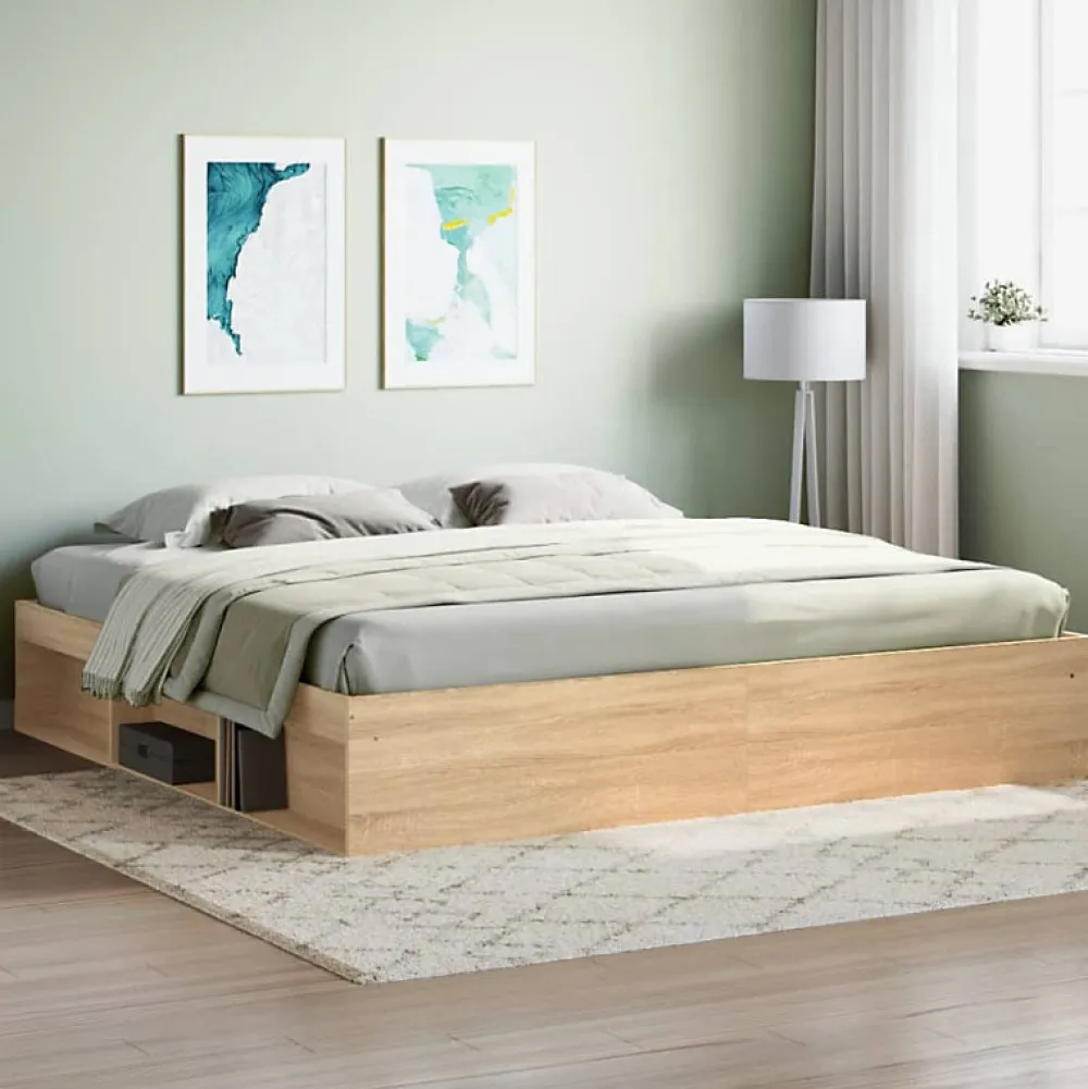 Vidaxl Cadre de lit sans matelas chêne sonoma 200x200 cm* Sommier