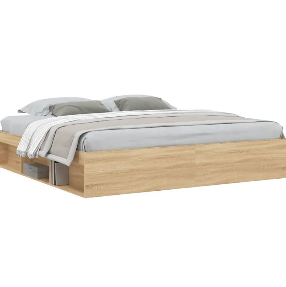 Vidaxl Cadre de lit sans matelas chêne sonoma 200x200 cm* Sommier
