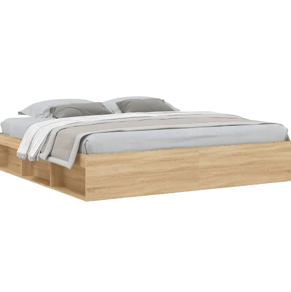 Vidaxl Cadre de lit sans matelas chêne sonoma 200x200 cm* Sommier