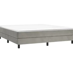 Cadre de lit sans matelas gris clair 180x200 cm velours><noscript><img width=