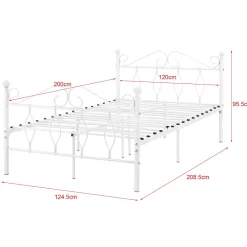 Cadre de Lit Simple Apolda en Métal 120 x 200 cm Blanc Mat en.casa><noscript><img width=