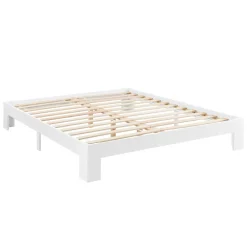 Cadre de Lit Simple en Pin 120 x 200 cm Blanc en.casa>[En.Casa] Best