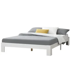 Cadre de Lit Simple en Pin 120 x 200 cm Blanc en.casa>[En.Casa] Best