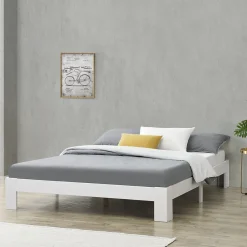 Cadre de Lit Simple en Pin 120 x 200 cm Blanc en.casa><noscript><img width=