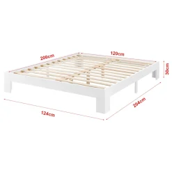Cadre de Lit Simple en Pin 120 x 200 cm Blanc en.casa><noscript><img width=