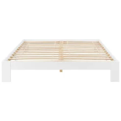 Cadre de Lit Simple en Pin 120 x 200 cm Blanc en.casa><noscript><img width=