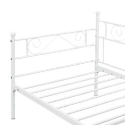 [En.Casa] Cadre de Lit Simple Kerava en Métal 90x200 cm Blanc Mat en.casa* Lit Simple