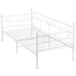 [En.Casa] Cadre de Lit Simple Kerava en Métal 90x200 cm Blanc Mat en.casa* Lit Simple