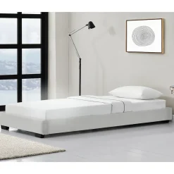 Corium Cadre de Lit Simple Masari Rembourré avec Similicuir Blanc 200 x 90 cm* Lit Simple