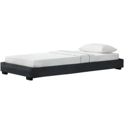 Cadre de Lit Simple Masari Rembourré avec Similicuir Noir 200 x 90 cm>Corium Outlet