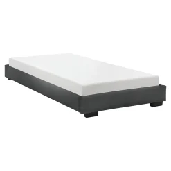 Cadre de Lit Simple Masari Rembourré avec Similicuir Noir 200 x 90 cm><noscript><img width=