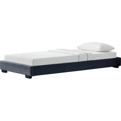 Cadre de Lit Simple Masari Rembourré avec Lin Gris Foncé 200 x 90 cm>Corium New