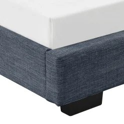 Cadre de Lit Simple Masari Rembourré avec Lin Gris Foncé 200 x 90 cm><noscript><img width=