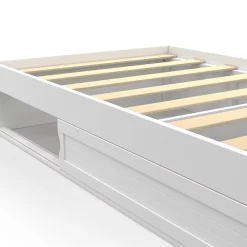 IDMarket Cadre de lit simple SALEM avec rangement et sommier 90 x 190 CM blanc* Lit Avec Rangement