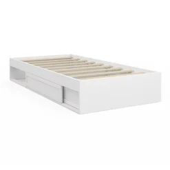 IDMarket Cadre de lit simple SALEM avec rangement et sommier 90 x 190 CM blanc* Lit Avec Rangement