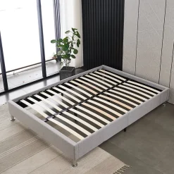 Teeno Cadre de lit 140x190cm, Plateforme capitonné 31 cm Sommier,8 Pieds* Lit Double
