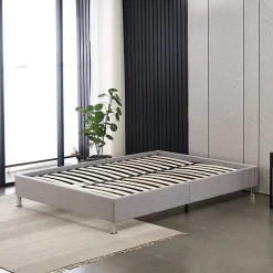 Cadre de lit 160x200cm, Plateforme capitonné 31 cm Sommier,8 Pieds><noscript><img width=