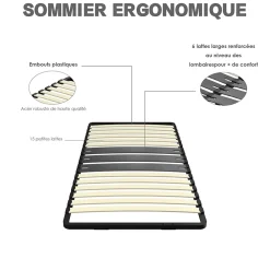 Teeno Cadre lattes 90x190 cm, 1x15 Lattes Peuplier Naturel* Sommier