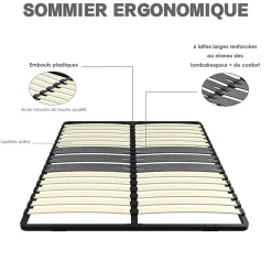 Teeno Cadre lattes 160x200 cm, 2x15 Lattes Peuplier Naturel* Sommier
