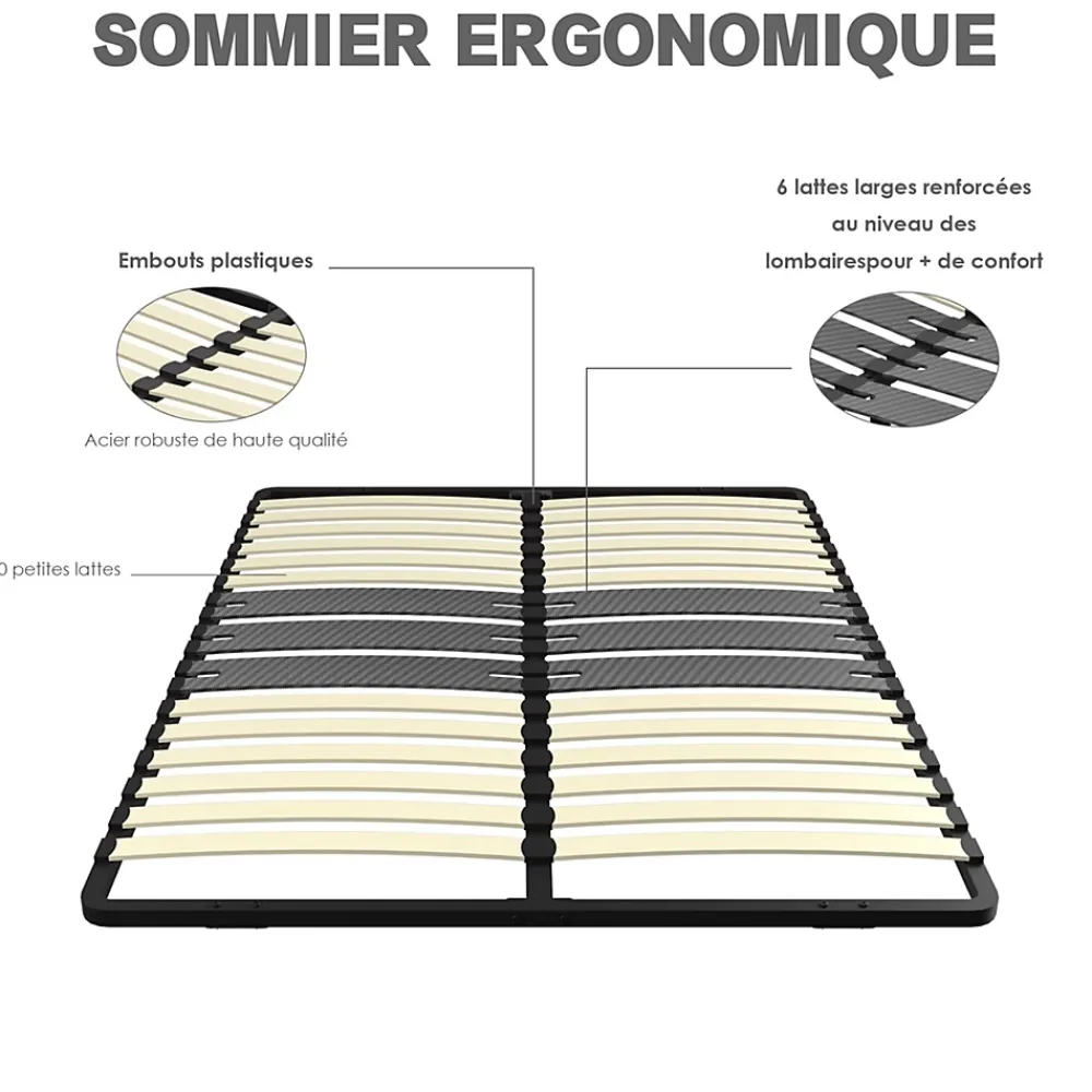 Teeno Cadre lattes 160x200 cm, 2x15 Lattes Peuplier Naturel* Sommier