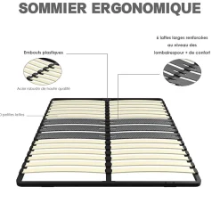 Cadre lattes 140x200 cm, 2x15 Lattes Peuplier Naturel><noscript><img width=