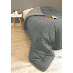 CALGARY Couette chaude Microfibre 400g/m² Acier & Argent 240x260cm><noscript><img width=