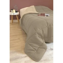 CALGARY Couette chaude Microfibre 400g/m² Taupe & Lin 240x260cm><noscript><img width=
