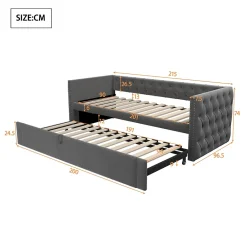 Redom Canapé 3 places convertible 140x190 cm, couchage d'appoint en tissu, design contemporain et fonctionnel* Lit Coffre