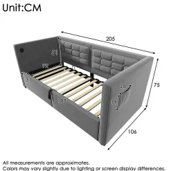 Redom Canapé 3 places convertible en tissu avec mécanisme clic-clac, accoudoirs et style contemporain pour salon* Lit Coffre