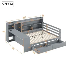 Redom Canapé 3 places convertible 200x90x85 cm avec coffre de rangement en tissu, dossier réglable et design contemporain* Lit Coffre