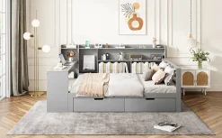 Redom Canapé 3 places convertible 200x90x85 cm avec coffre de rangement en tissu, dossier réglable et design contemporain* Lit Coffre