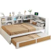 Canape lit bois 140x200 avec lit gigogne lit multifonction avec rangements multiples et prise de charge blanc>Redom