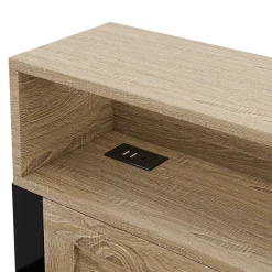Canapé-lit en métal 90x200cm - Avec lit gigogne - 3 tiroirs et 3 étagères - LED et port USB - Noir (sans matelas)><noscript><img width=
