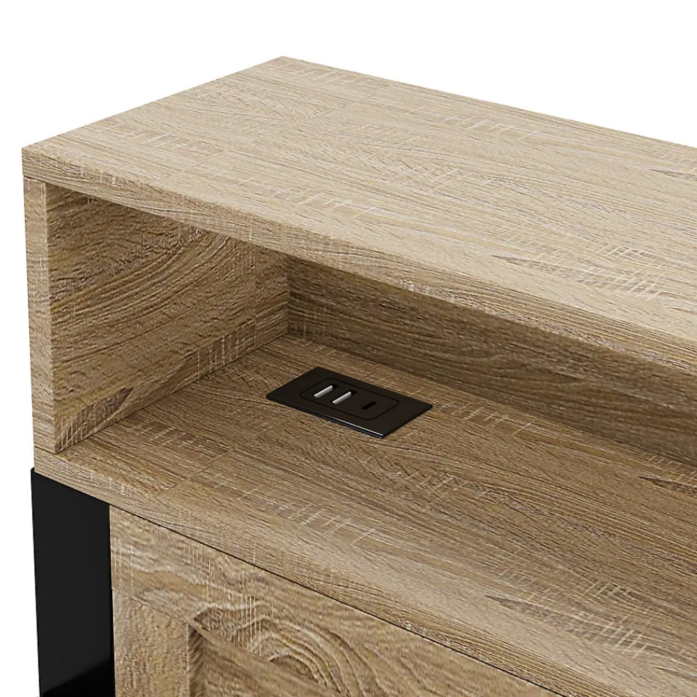 Canapé-lit en métal 90x200cm - Avec lit gigogne - 3 tiroirs et 3 étagères - LED et port USB - Noir (sans matelas)>ModernLuxe Discount