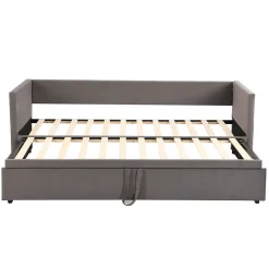 Simple Life Canapé-lit Extensible 90/180 X 200 Cm Avec Sommier à Lattes,canapé Lit 2 Places,velours, Gris* Lit Coffre