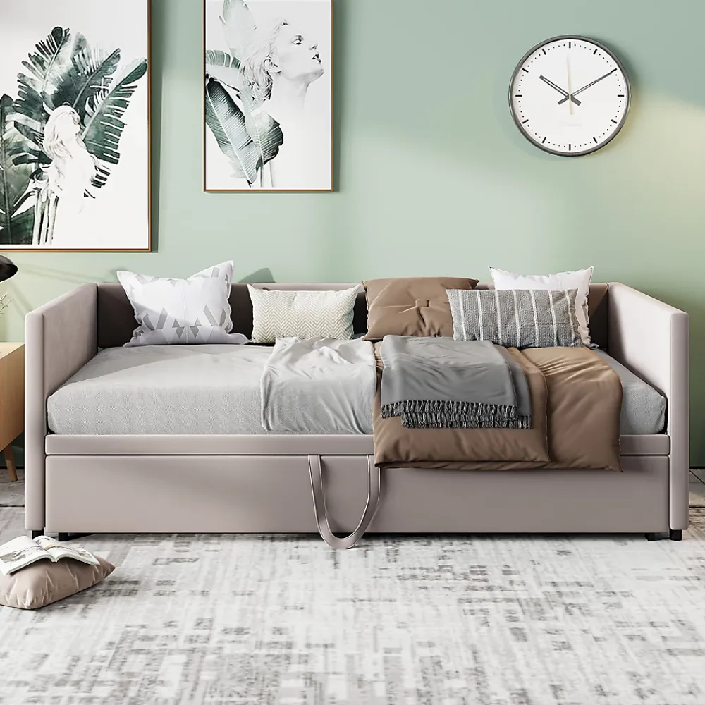 Simple Life Canapé-lit Extensible 90/180 X 200 Cm Avec Sommier à Lattes,canapé Lit 2 Places,velours, Gris* Lit Coffre
