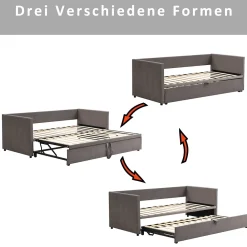 Simple Life Canapé-lit Extensible 90/180 X 200 Cm Avec Sommier à Lattes,canapé Lit 2 Places,velours, Gris* Lit Coffre