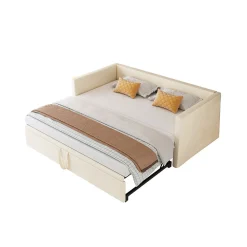 Canapé-lit Extensible 90/180 X 200 Cm Avec Sommier à Lattes,canapé Lit 2 Places,velours, Beige>Simple Life Hot