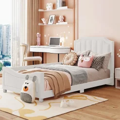 Canapé-lit rembourré 90 sur 200 cm lit modulable flanelle avec dossier et accoudoirs pour adultes ou invités beige>Redom
