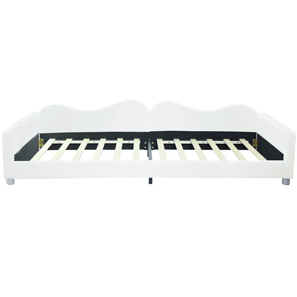 Redom Canapé-lit rembourré 90 sur 200 cm lit multifonction avec dossier et accoudoirs tissu Teddy blanc pour adultes ou invités* Lit Simple