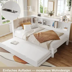 Redom Canapé-lit 140x190 cm convertible clic-clac en tissu gris avec coffre de rangement et dossier réglable* Lit Coffre
