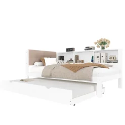 Redom Canapé-lit 140x190 cm convertible clic-clac en tissu gris avec coffre de rangement et dossier réglable* Lit Coffre