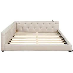 Canapé-lit 140x190 cm convertible clic-clac avec coffre de rangement en tissu gris, design contemporain><noscript><img width=