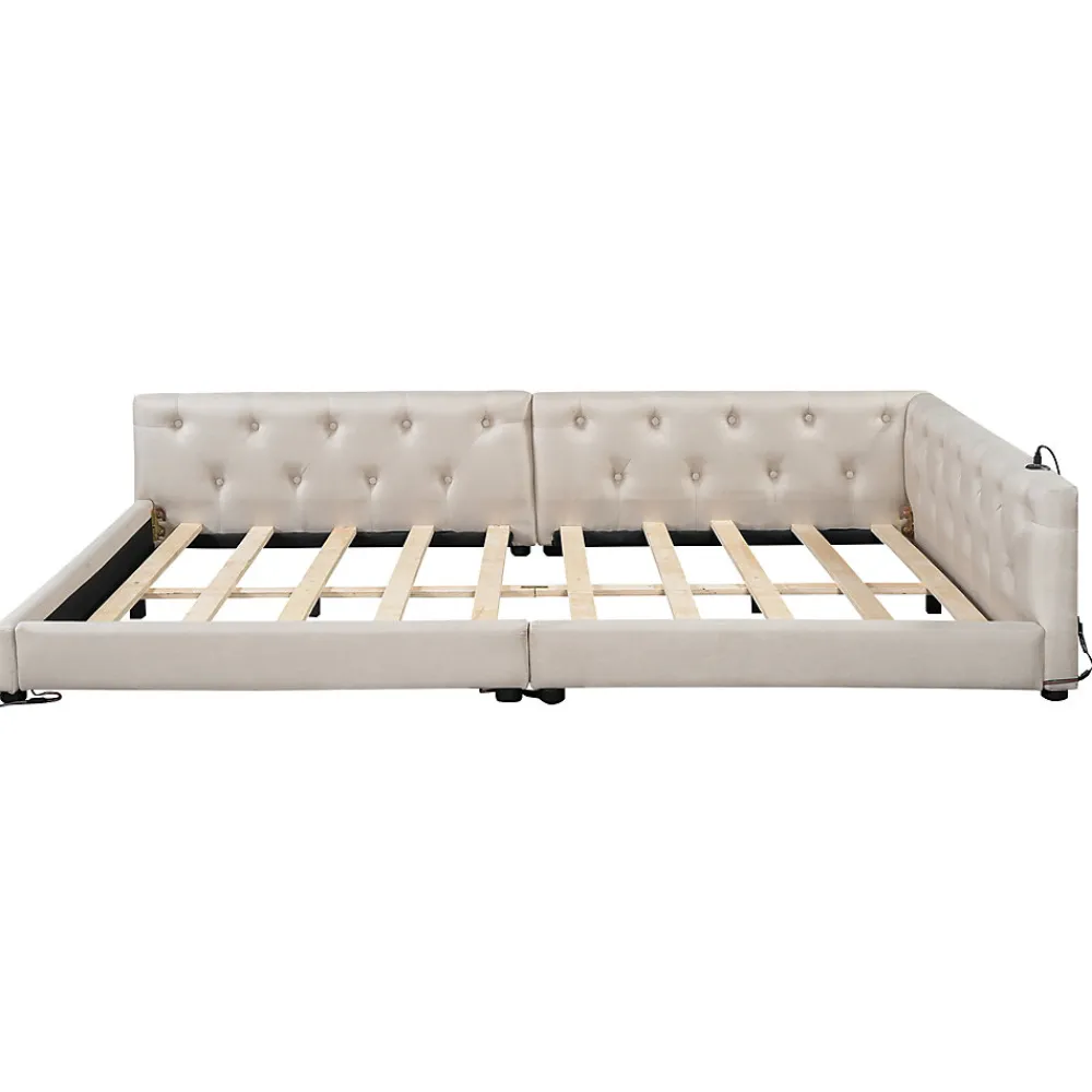 Canapé-lit 140x190 cm convertible clic-clac avec coffre de rangement en tissu gris, design contemporain>Redom Clearance