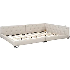 Canapé-lit 140x190 cm convertible clic-clac avec coffre de rangement en tissu gris, design contemporain><noscript><img width=